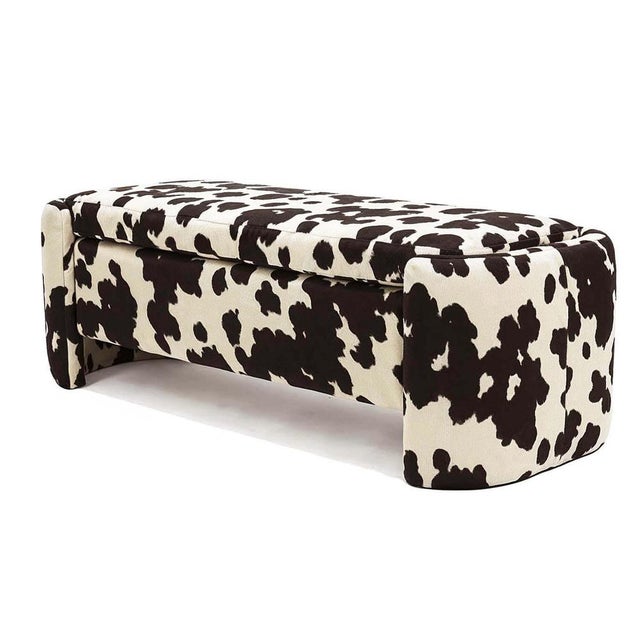 Bench Upholstered in Cow-Print Textured Fabric. Enigma is a persistent mystery. Every shape, every line, every contrast...
