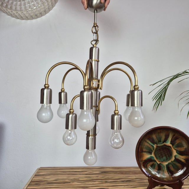 1970s Vintage Ten-Arm Chandelier from TZ Leuchten, 1970s For Sale - Image 5 of 7