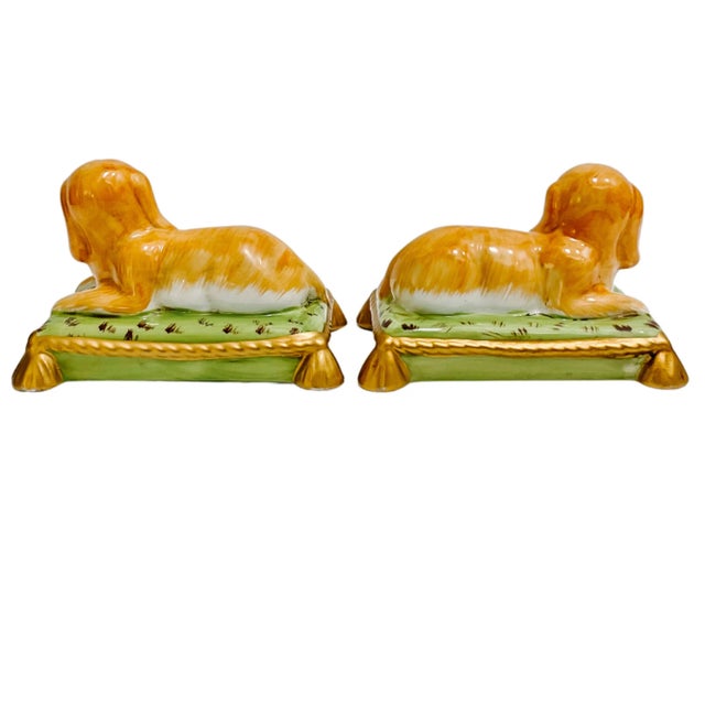 Reclining Cavalier King Charles Spaniel Dogs on Pillows - a Pair For Sale In San Diego - Image 6 of 7