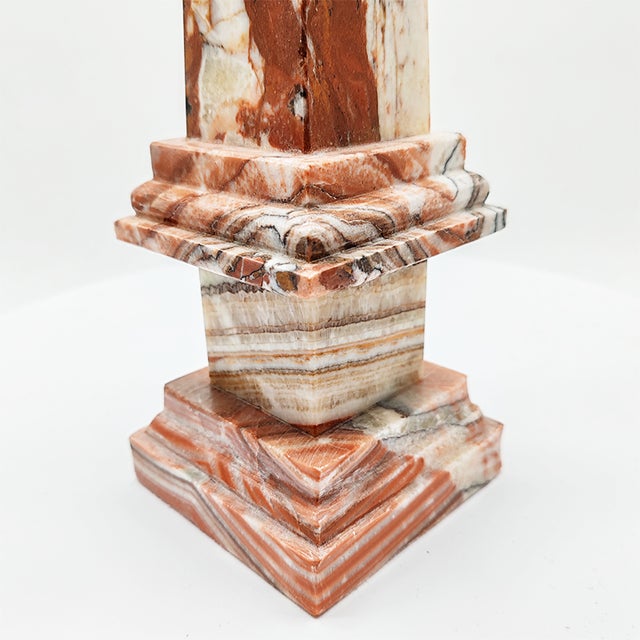 Stone Big Obelisk in Red and White Italian Marble, Italy, 1970s For Sale - Image 7 of 9