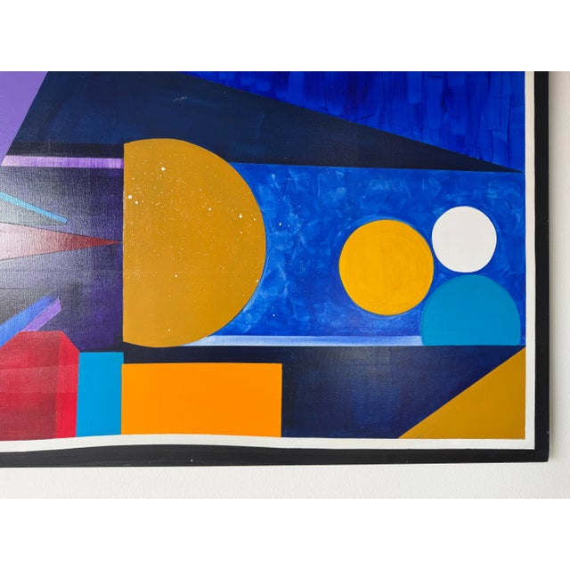 1980s 1980s Postmodern Geometric Abstract Acrylic on Canvas Painting, Unsigned For Sale - Image 5 of 12