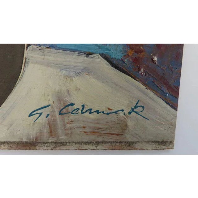 Mid 20th Century Mid 20th Century Still Life of Sunflowers Oil Painting on Board by George Cermak For Sale - Image 5 of 9