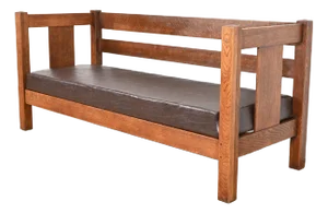 Charles Stickley Antique Mission Oak Arts & Crafts Settle Sofa or Bench, Circa 1900