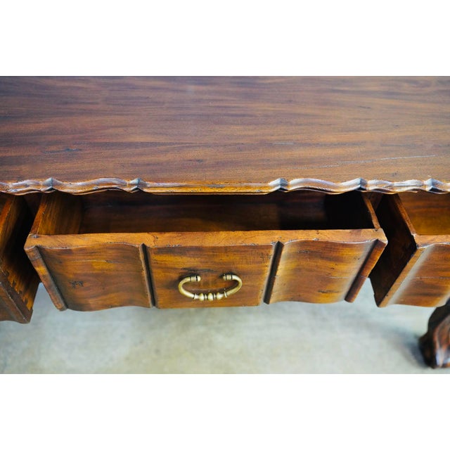 Wood Alfonso Marina Spanish Colonial Mahogany Console With Carved Claw Feet 20th Century For Sale - Image 7 of 13