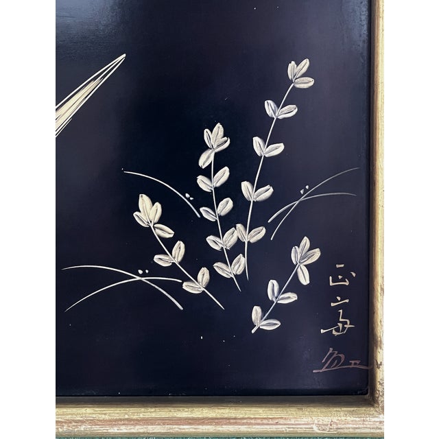 Inlaid Japanese Lacquer Painting of Sekirei Bird by Koshi-San, 1970s For Sale - Image 4 of 13