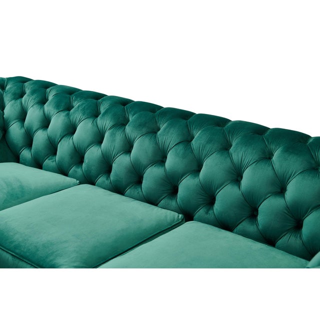 Peyton Sloped Arm Chesterfield Sofa - Green Velvet For Sale - Image 4 of 9