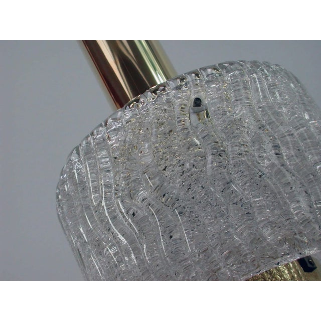 Kalmar Mid-Century Ice Glass & Brass Pendant by JT Kalmar For Sale - Image 4 of 11