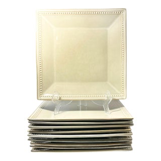 Pier 1 “Spice Route Sesame” Square Stoneware Dinner Plates - Set of 10 For Sale