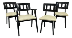 Ebonized Mid Century Modern Dining Chairs, C. 1950's, Set/4