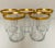 Elegant 1930s Art Deco juice glasses with a 18k gold swirly band on the rim. Versatile, little set of glasses, in France...