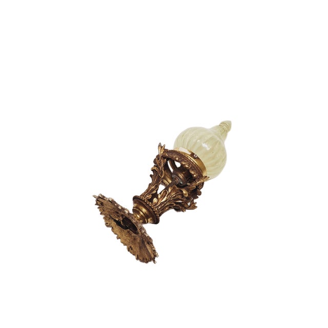 Empire Bronze Pending Lamp with Uranium Glass, France, 1890s For Sale - Image 10 of 14