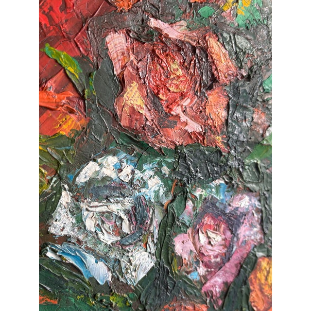 Red Mid Century Modern Impasto Still Life - Framed Oil Painting For Sale - Image 8 of 9