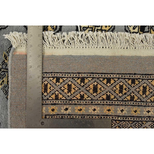 Bokhara Rug 9’1” X 11’11” Gray Wool Tribal Hand-Knotted Oriental Carpet For Sale - Image 13 of 13