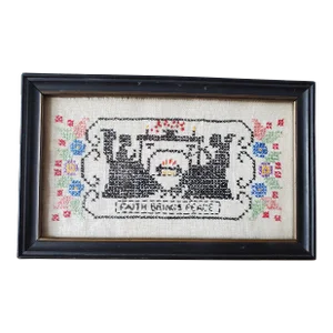 1930s Cross Stitch "Faith Brings Peace"