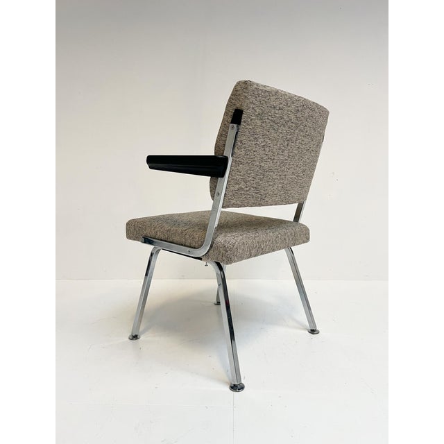 Metal Vintage Gray Upholstered Armchair by Gispen, 1960s For Sale - Image 7 of 15
