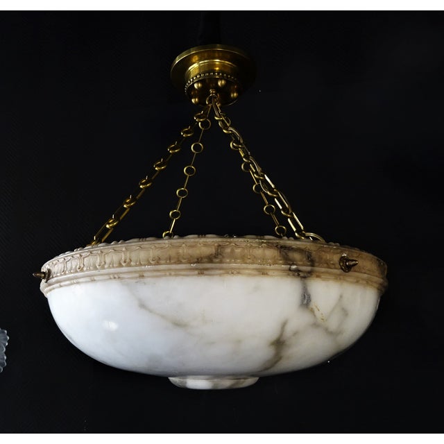 Large Vintage Pendant Chandelier in Alabaster, 1930s For Sale - Image 12 of 14