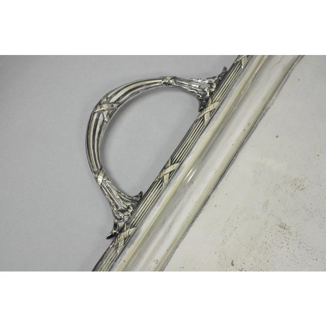 Traditional Antique Waring & Gillow English Edwardian LRG Silver Plated Serving Platter Tray For Sale - Image 3 of 14