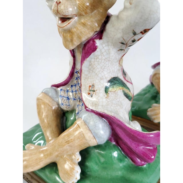 Candlesticks Porcelain & Ormolu Monkey Pair For Sale - Image 9 of 14