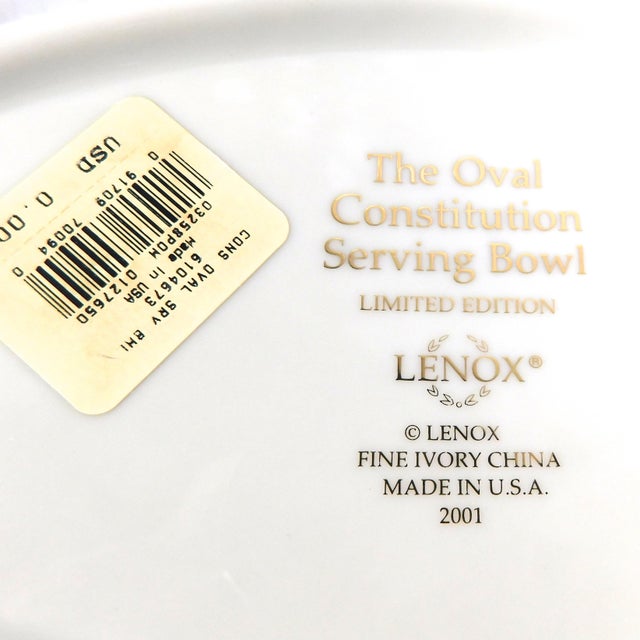 1990s Lenox Nine Inch Oval Serving Bowl in Constitution For Sale In San Francisco - Image 6 of 6