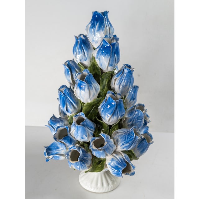 Mid-Century Italian Faience Majolica Floral Tulipiere Decorative Vase, Signed For Sale In New York - Image 6 of 15