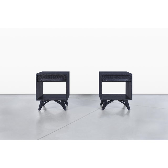 Mid-Century Modern Mid-Century Modern Cerused Nightstands by Jack Van Der Molen For Sale - Image 3 of 13