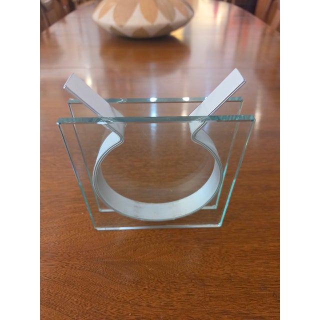 Vintage Peter Hewitt MoMA Square Ribbon Vase Glass Anodized Aluminum For Sale - Image 12 of 16