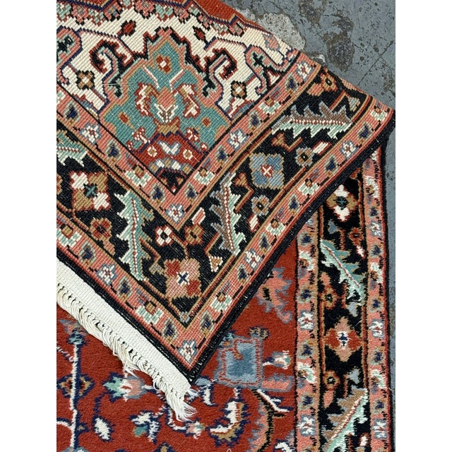4ft 1in × 12ft 8in Hand Knotted Heriz Style Wool Runner Rug For Sale - Image 12 of 12