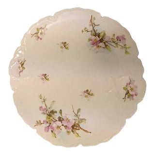 Porcelain Plate with Pink Flowers For Sale