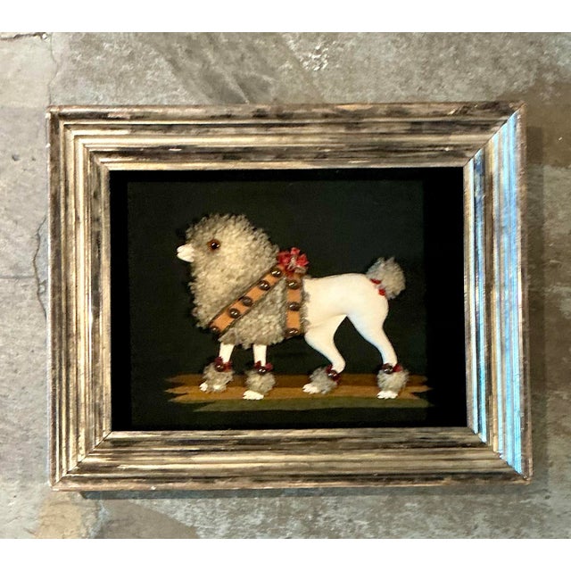 Vintage Hand Embroidered Poodle For Sale - Image 9 of 12
