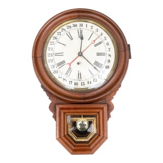 Antique Ingraham Dew Drop Calendar Wall Clock For Sale