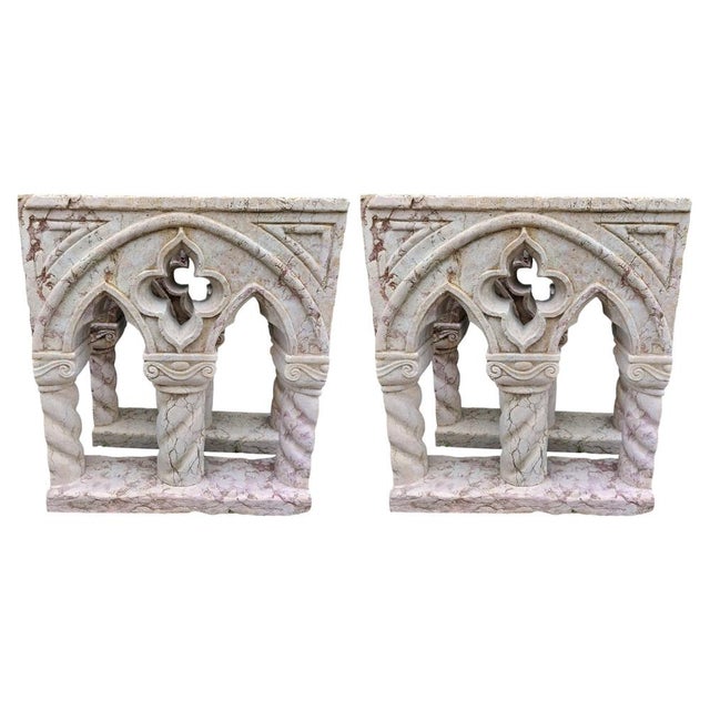 Spectacular Marble Mullioned Windows or Table Bases - H 76 Cm, Venice, Set of 2 For Sale - Image 9 of 9