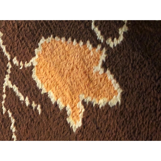 20th Century French Brown & Orange Floreal Square Rug, 1900s For Sale - Image 11 of 16