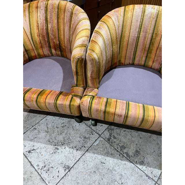1960s Mid Century Modern Barrel Back Chairs in the Style of Harvey Probber - a Pair For Sale - Image 11 of 12