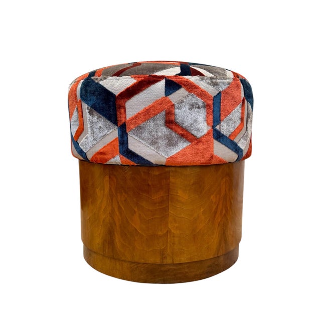 Art Deco Ottoman in Geometric Plush by Jindrich Halabala, 1930s For Sale - Image 9 of 9