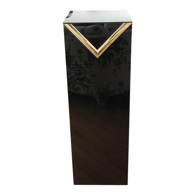 Vintage Postmodern Glass and Brass Pedestal For Sale
