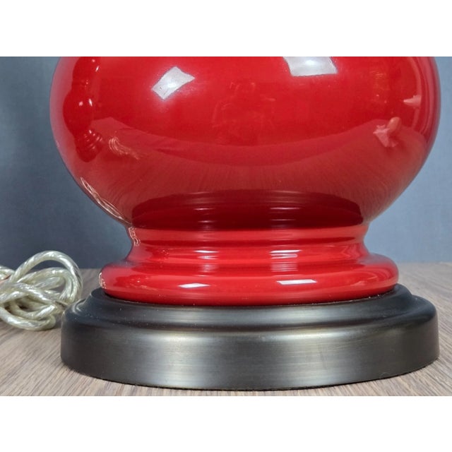 Pair Double Gourd Chinese Porcelain Rare Red Glaze Pottery Barn Table Lamps For Sale - Image 9 of 14