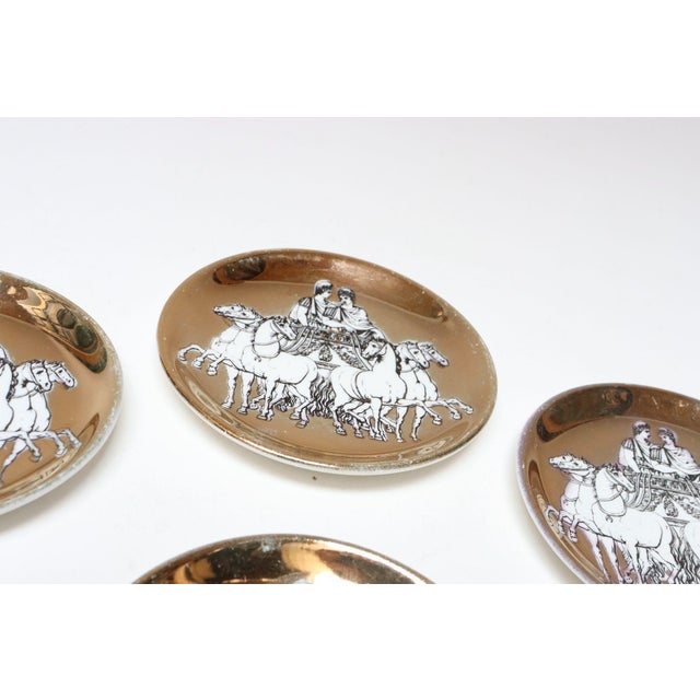 Set of Eight Vintage Gilded Roman Chariot Coasters by Piero Fornasetti With Box For Sale - Image 13 of 18