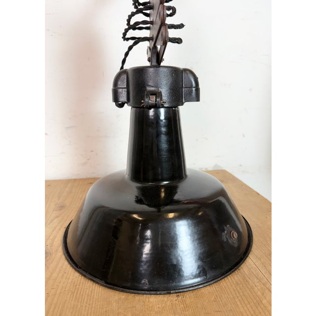 Industrial Black Enamel Scissor Ceiling Lamp, 1930s For Sale - Image 16 of 18