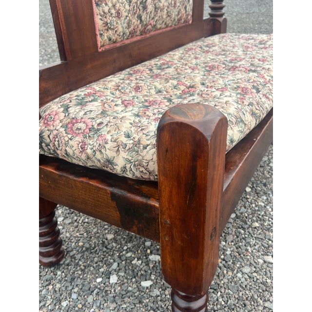 1930s Vintage Turned Pine Spindle Handmade Rustic Farmhouse Bench For Sale - Image 5 of 7