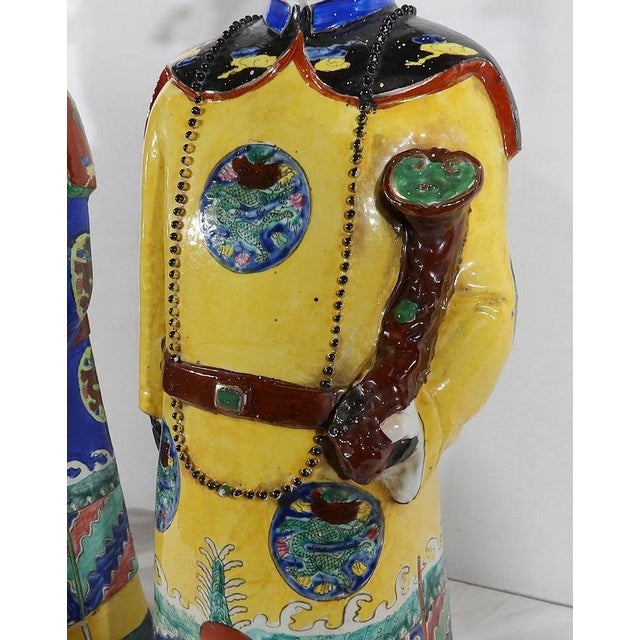 Mandarin Dignitary Statues in Earthenware, China, 1980s, Set of 3 For Sale - Image 17 of 18