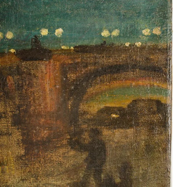 "Augustusbrücke" Oil Painting of a Bridge in Dresden at Night, Late 19th Century. For Sale - Image 9 of 12