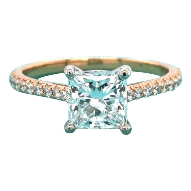 Tiffany & Co., 1.53 Carat Princess Cut Diamond Novo Engagement Ring 18k Rose, Size 6 For Sale