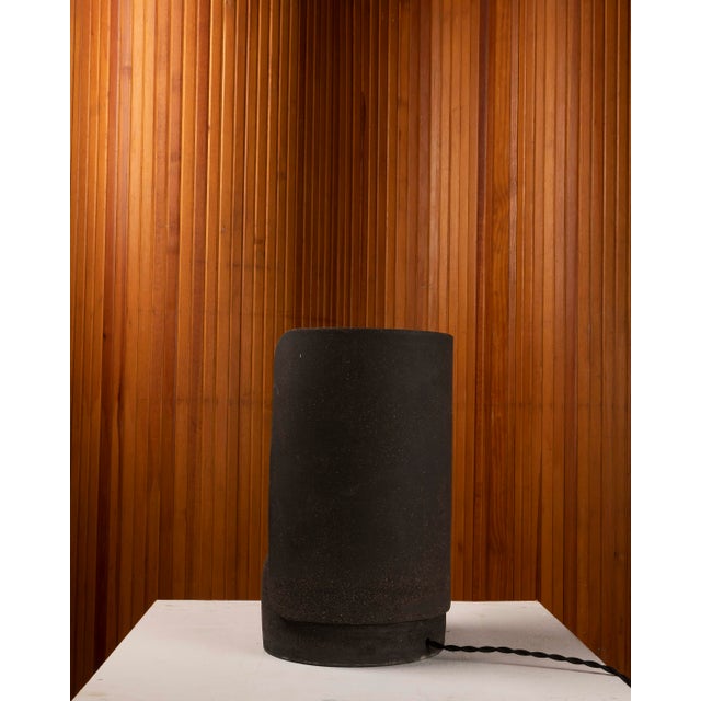 Mid-Century Modern Sculptural Table Lamp in Turned Ceramic, 1970s For Sale - Image 3 of 12