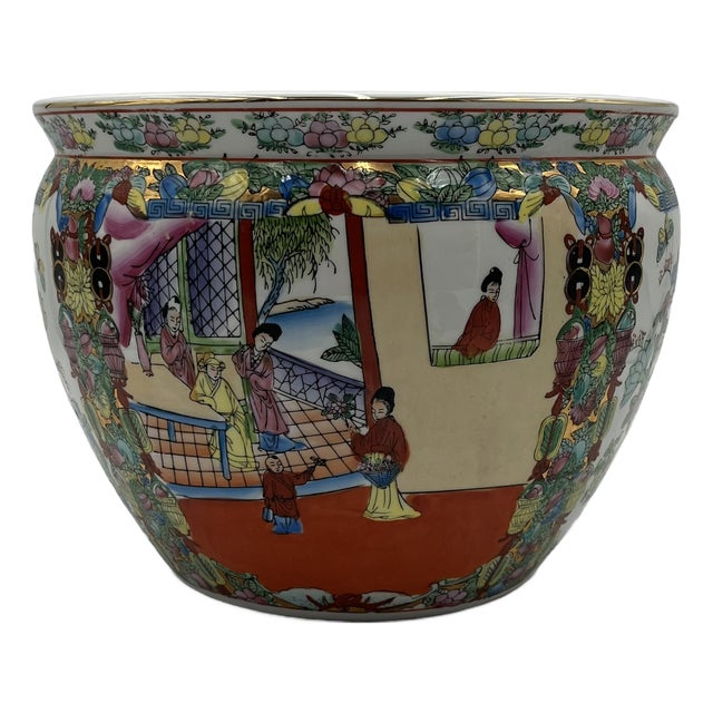 Hand-Painted Porcelain Fish Tank, 1890s For Sale