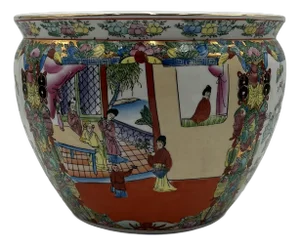 Hand-Painted Porcelain Fish Tank, 1890s