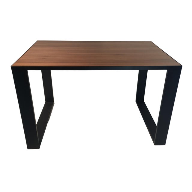 Modern Rectangular Iron Cube Table with Embedded Wood Top, Dinner Table, Desk Table For Sale - Image 3 of 7