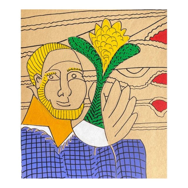 1980s Larry Connatser Painting of a Man For Sale