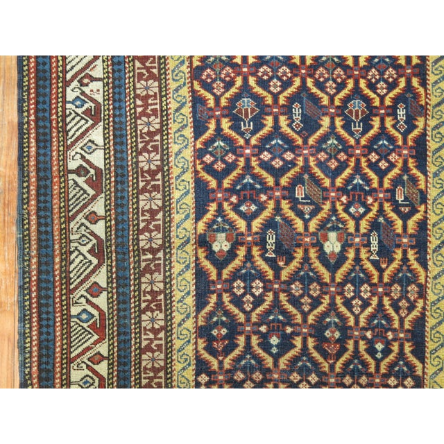 Tribal Navy Blue Antique Kuba Caucasian Handwoven Early 20th Century Rug - 3'2" x 4'7" For Sale In New York - Image 6 of 6