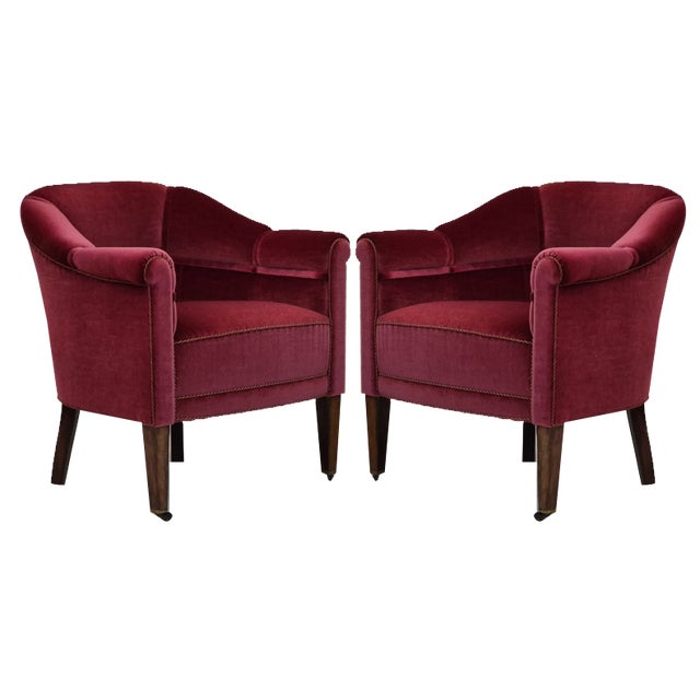 Danish Lounge Chair in Velour with Ash Legs, 1950s For Sale