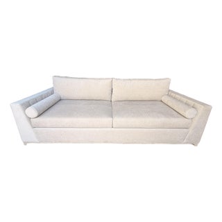 Adriana Hoyos Beige Sofa With Wood Base For Sale